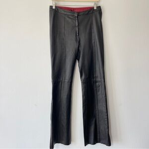 Vintage Danier Black Flare Leather Trousers 6 mid-rise soft leather 90's zip leg